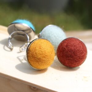 felted alpaca fleece ring stainless steel