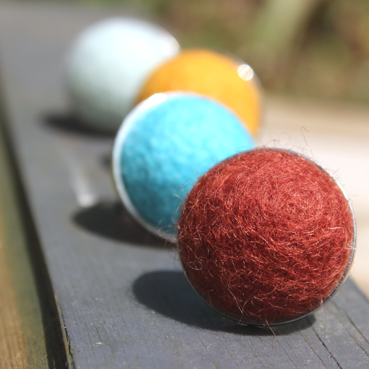 felted alpaca fleece ring stainless steel