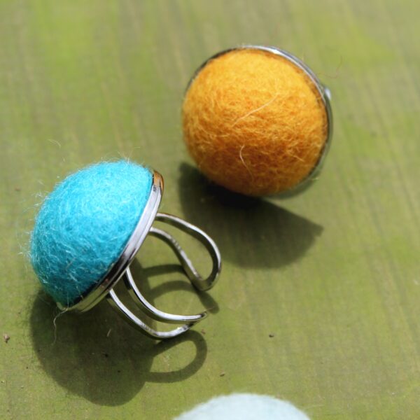 felted alpaca fleece ring stainless steel