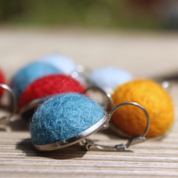 ARTA felted alpaca earrings stainless steel ethical lever back