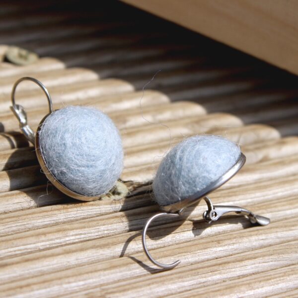 ARTA felted alpaca earrings stainless steel ethical lever back