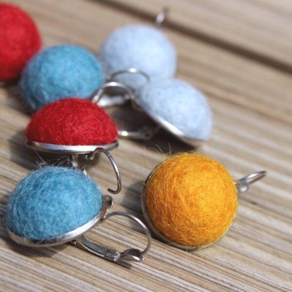 ARTA felted alpaca earrings stainless steel ethical lever back