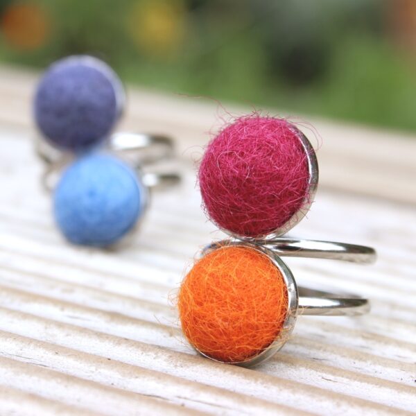 IDMA felted alpaca ring ethical double statement colourful