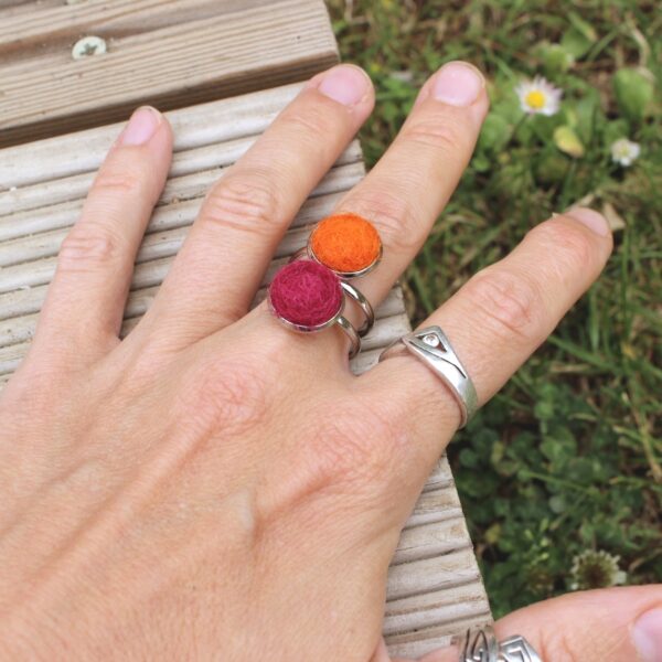 IDMA felted alpaca ring ethical double statement colourful