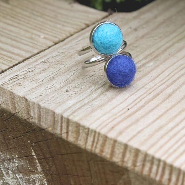 IDMA felted alpaca ring ethical double statement colourful