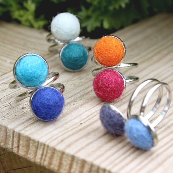 IDMA felted alpaca ring ethical double statement colourful