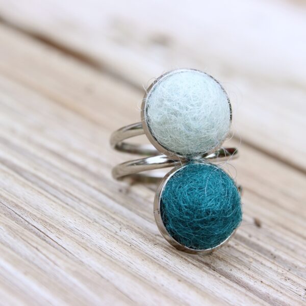 IDMA felted alpaca ring ethical double statement colourful