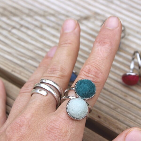 IDMA felted alpaca ring ethical double statement colourful