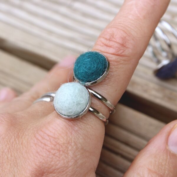 IDMA felted alpaca ring ethical double statement colourful