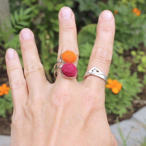 IDMA felted alpaca ring ethical double statement colourful