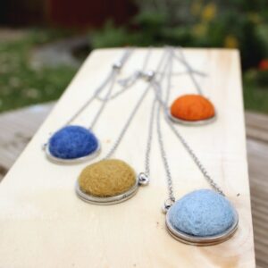 IRSELA felted alpaca necklace long back fleece ethical