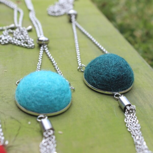 KARDA felted alpaca necklace long ethical tassel