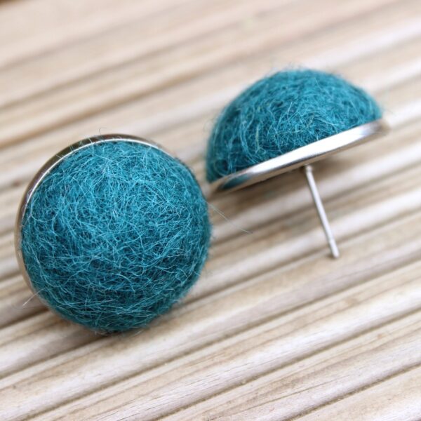 NAVA felted alpaca large stud earrings_ethical, fleece