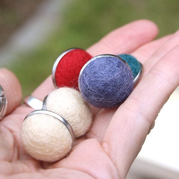 NAVA felted alpaca large stud earrings_ethical, fleece