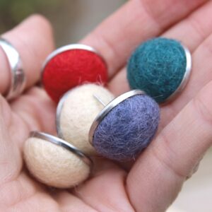 NAVA felted alpaca large stud earrings_ethical, fleece