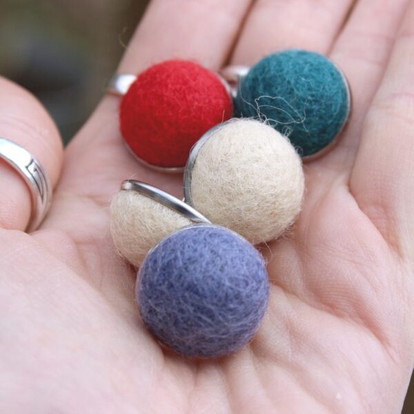 NAVA felted alpaca large stud earrings_ethical, fleece