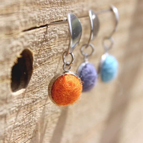 NAYA felted alpaca earrings medium dangle ethical fleece