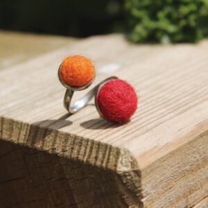 felted alpaca fleece ring stainless steel