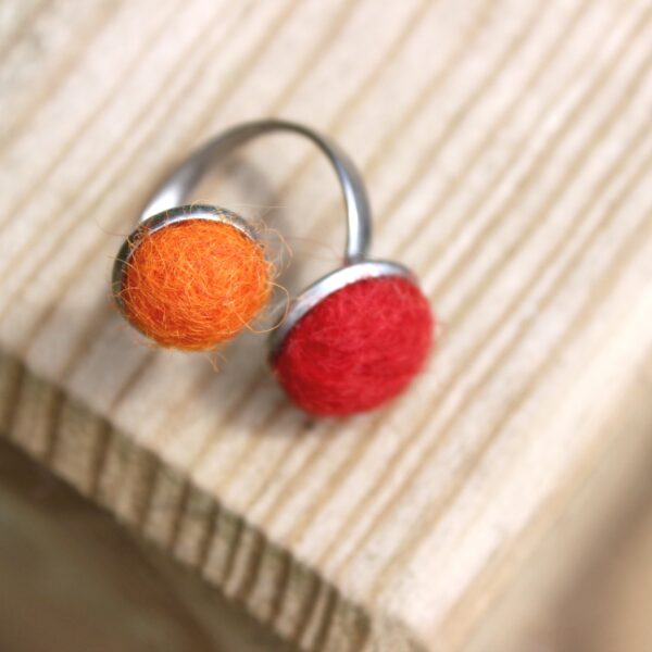 felted alpaca fleece ring stainless steel