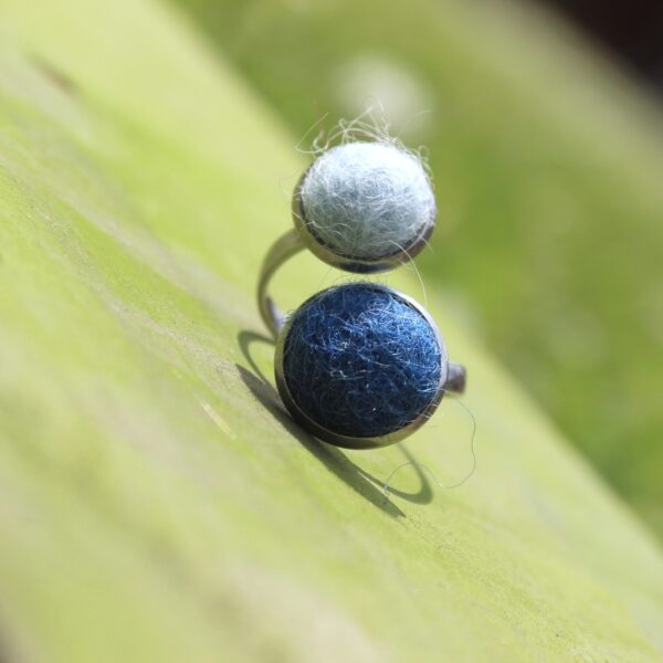 felted alpaca fleece ring stainless steel