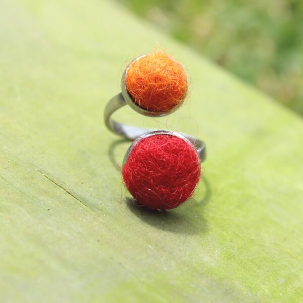 felted alpaca fleece ring stainless steel