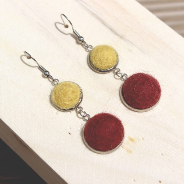 SAZHO felted alpaca earrings dangle long fleece ethical