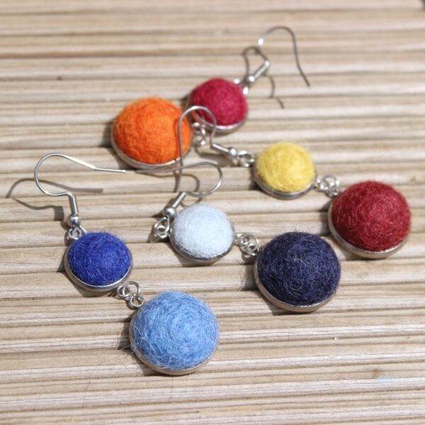 SAZHO felted alpaca earrings dangle long fleece ethical