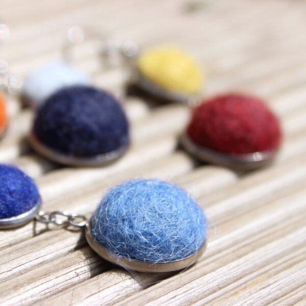 SAZHO felted alpaca earrings dangle long fleece ethical