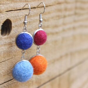 SAZHO felted alpaca earrings dangle long fleece ethical