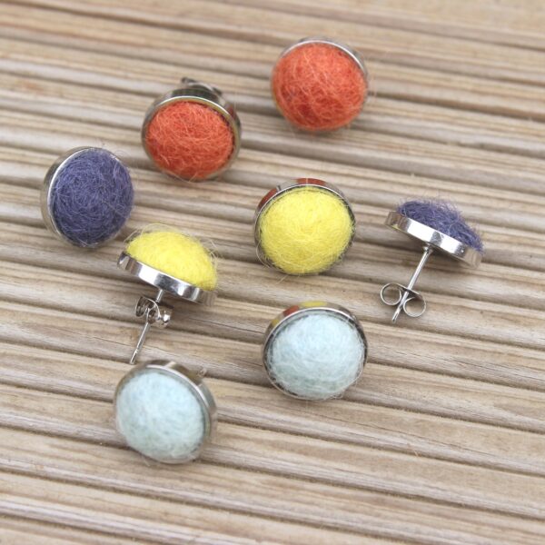 TARTAS felted alpaca stud earrings stainless steel ethical