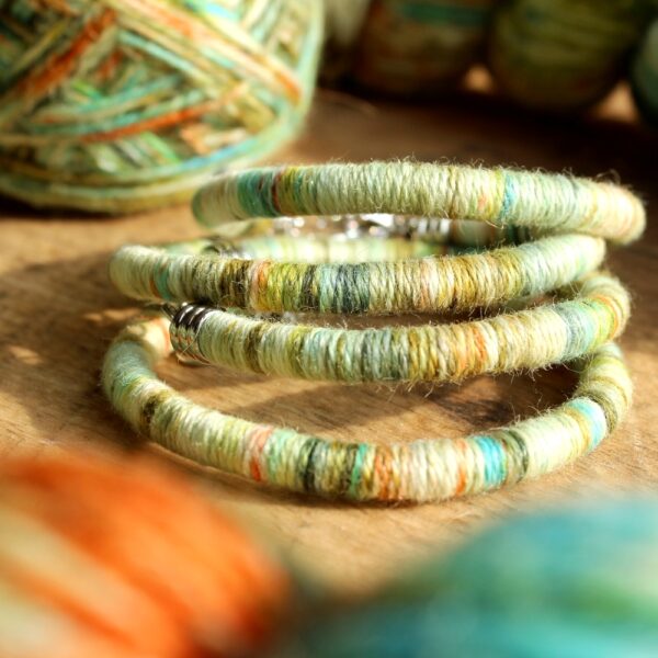 hand-dyed ethical alpaca bracelet