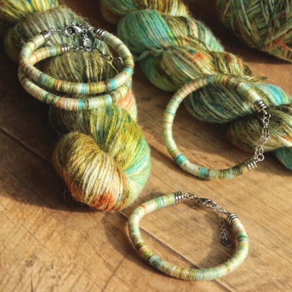 hand-dyed ethical alpaca bracelet